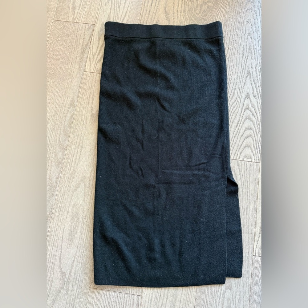 Dynamite Black High Rise Midi Skirt with Side Slit in size M